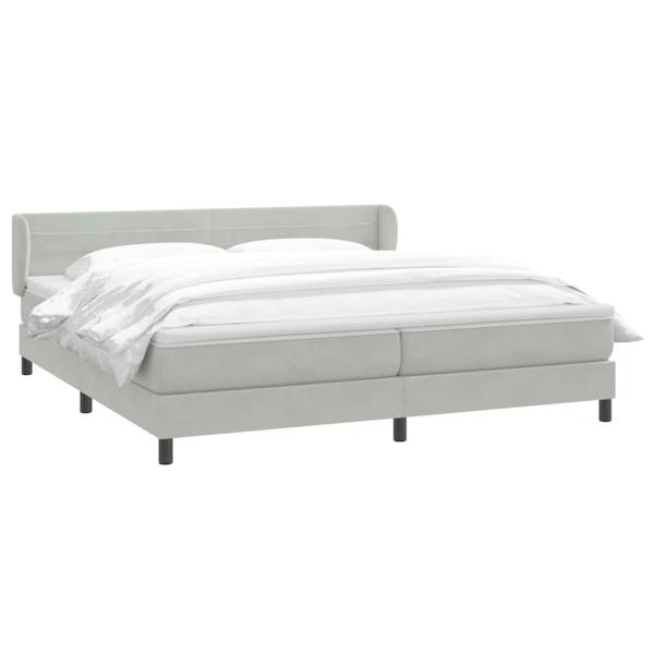 Boxspringbett mit Matratzen Hellgrau 180x220 cm Samt