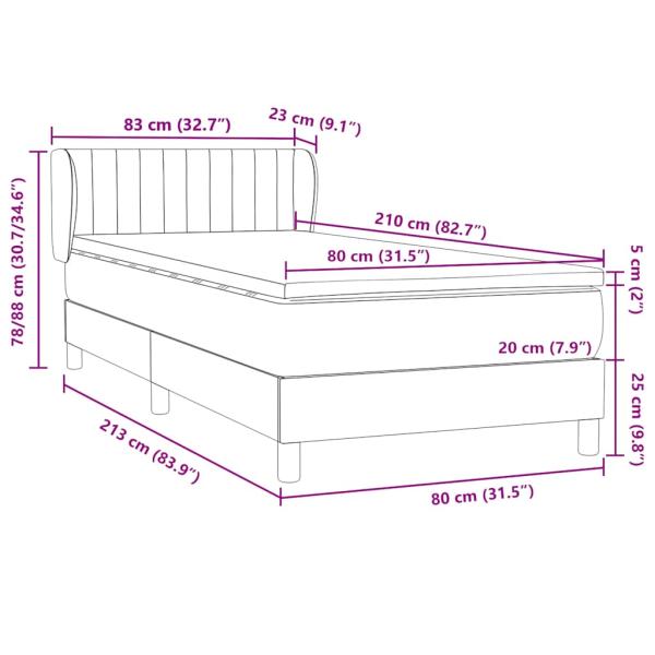 Boxspringbett mit Matratze Dunkelblau 80x210 cm Samt