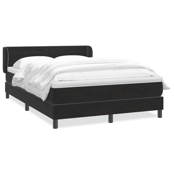 Boxspringbett mit Matratze Schwarz 140x210 cm Samt