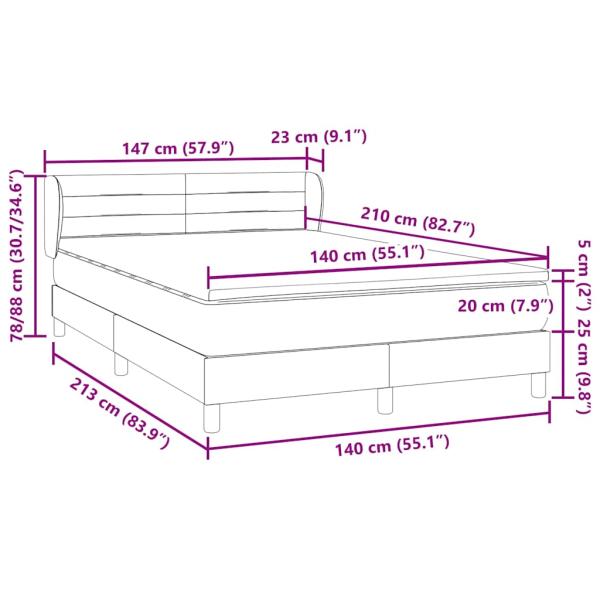 Boxspringbett mit Matratze Schwarz 140x210 cm Samt