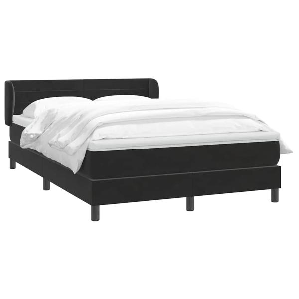 Boxspringbett mit Matratze Schwarz 140x210 cm Samt
