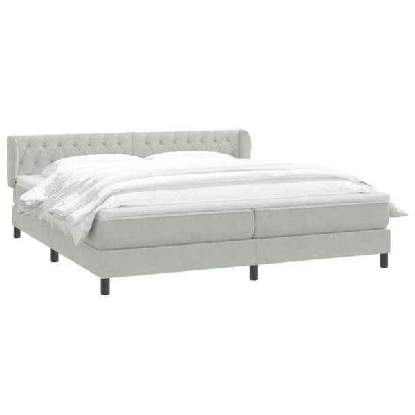 Boxspringbett mit Matratzen Hellgrau 180x220 cm Samt