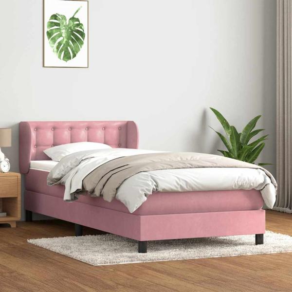ARDEBO.de - Boxspringbett mit Matratze Rosa 80x220 cm Samt