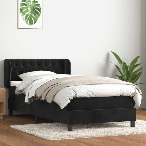 ARDEBO.de - Boxspringbett mit Matratze Schwarz 80x220 cm Samt