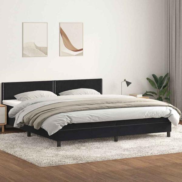 ARDEBO.de - Boxspringbett mit Matratze Schwarz 180x220 cm Samt