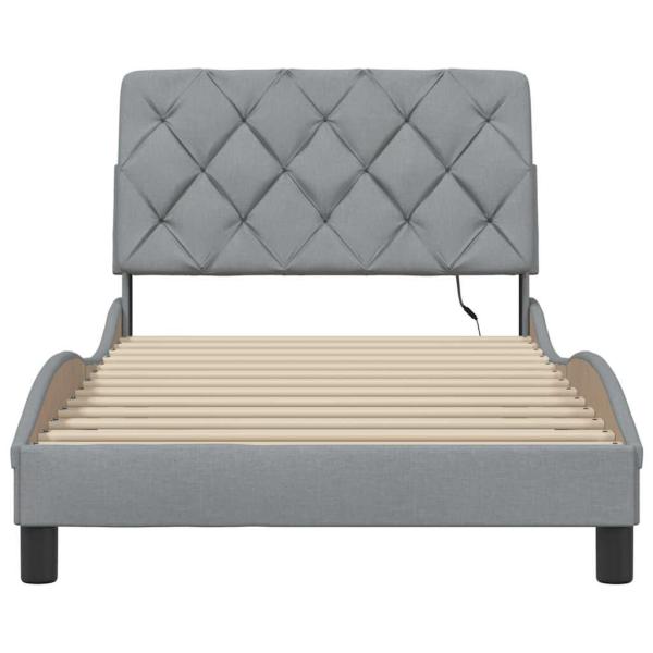 Bettgestell mit LED ohne Matratze Hellgrau 100x200 cm Stoff
