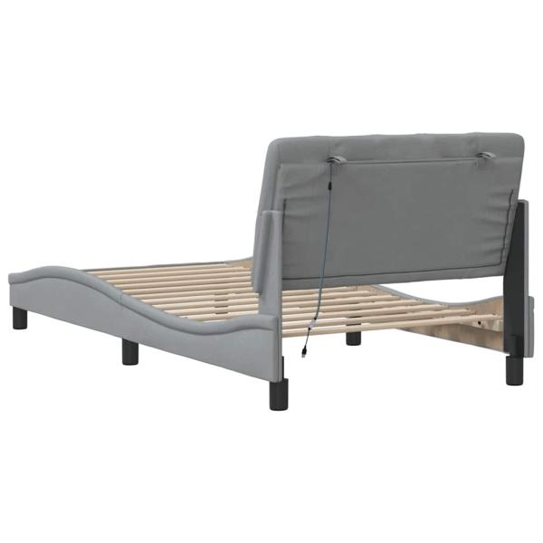 Bettgestell mit LED ohne Matratze Hellgrau 100x200 cm Stoff