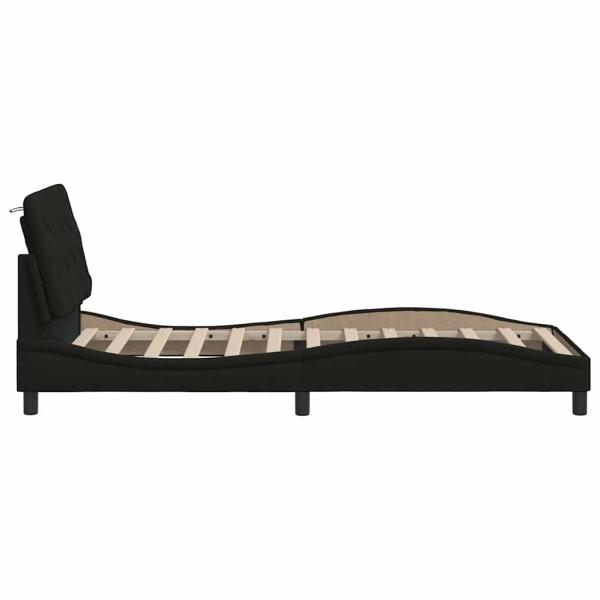 Bettgestell mit LED ohne Matratze Schwarz 90x190 cm Stoff