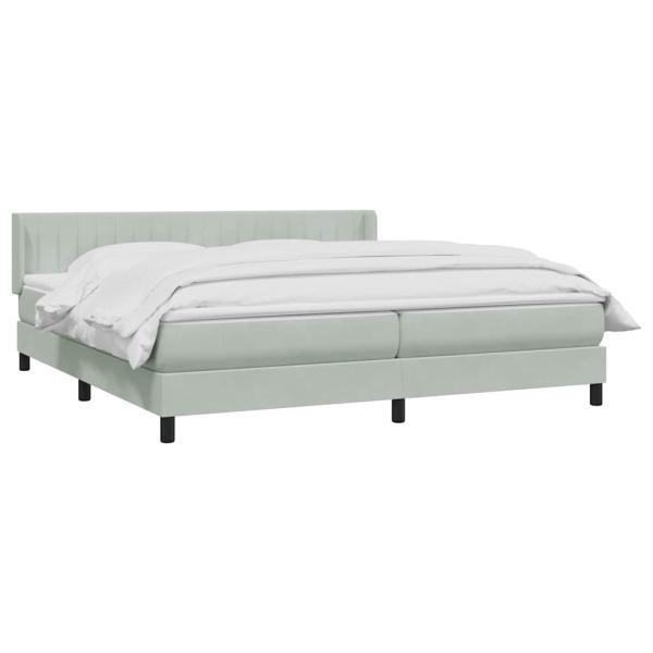 Boxspringbett mit Matratze Hellgrau 180x220 cm Samt