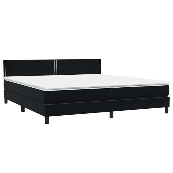 Boxspringbett mit Matratze Schwarz 180x210 cm Samt