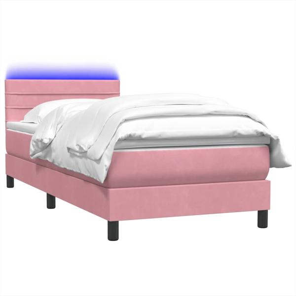 Boxspringbett mit Matratze Rosa 90x210 cm Samt