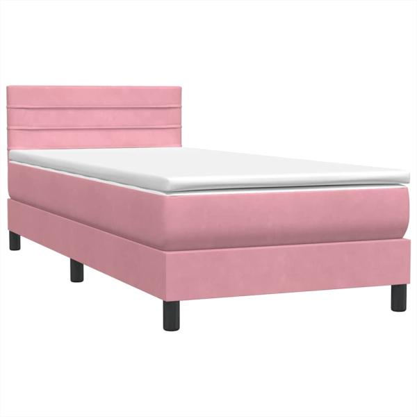 Boxspringbett mit Matratze Rosa 90x210 cm Samt