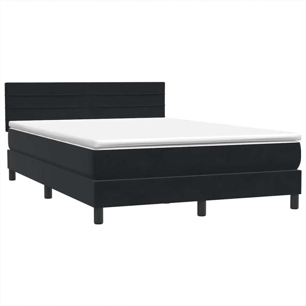 Boxspringbett mit Matratze Schwarz 140x210 cm Samt