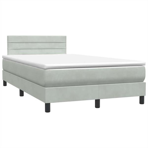 Boxspringbett mit Matratze Hellgrau 120x220 cm Samt