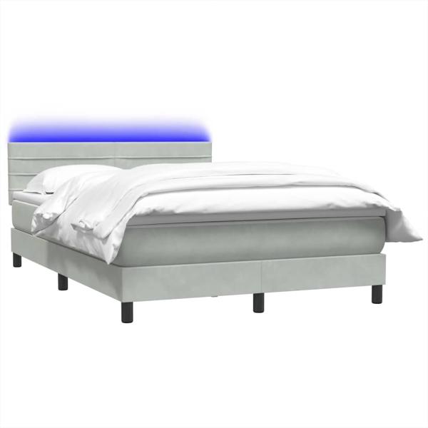 Boxspringbett mit Matratze Hellgrau 160x220 cm Samt