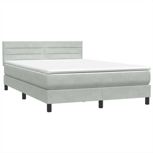 Boxspringbett mit Matratze Hellgrau 160x220 cm Samt