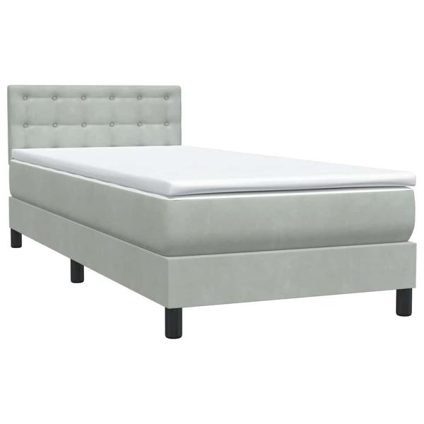 Boxspringbett mit Matratze Hellgrau 90x210 cm Samt