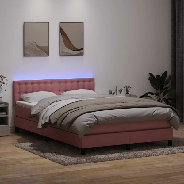 ARDEBO.de - Boxspringbett mit Matratze Rosa 140x210 cm Samt