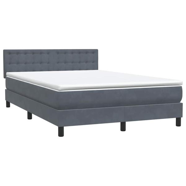 Boxspringbett mit Matratze Dunkelgrau 140x220 cm Samt