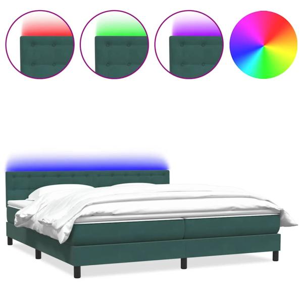 Boxspringbett mit Matratze Dunkelgrün 180x220 cm Samt