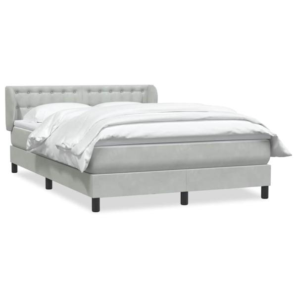 Boxspringbett mit Matratze Hellgrau 140x210 cm Samt