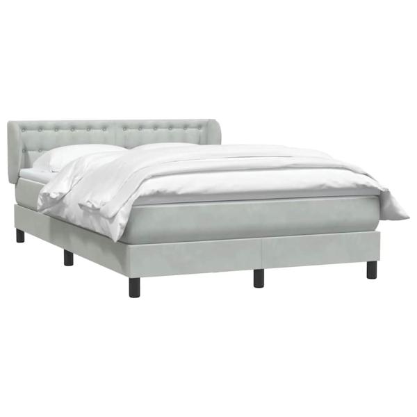 Boxspringbett mit Matratze Hellgrau 140x210 cm Samt