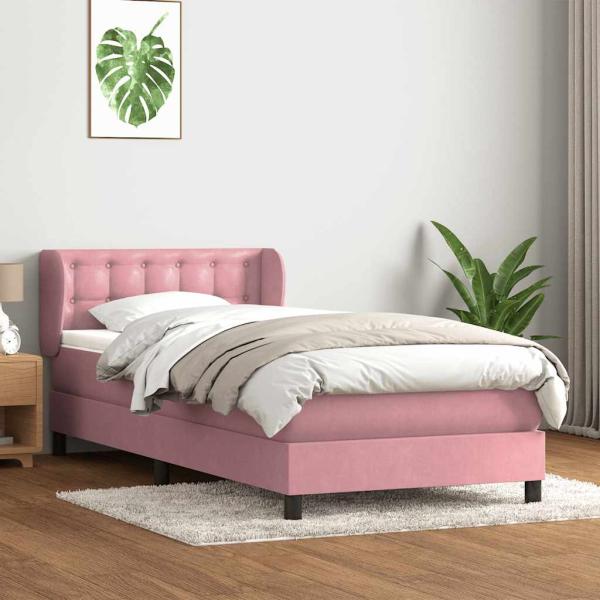 ARDEBO.de - Boxspringbett mit Matratze Rosa 90x210 cm Samt