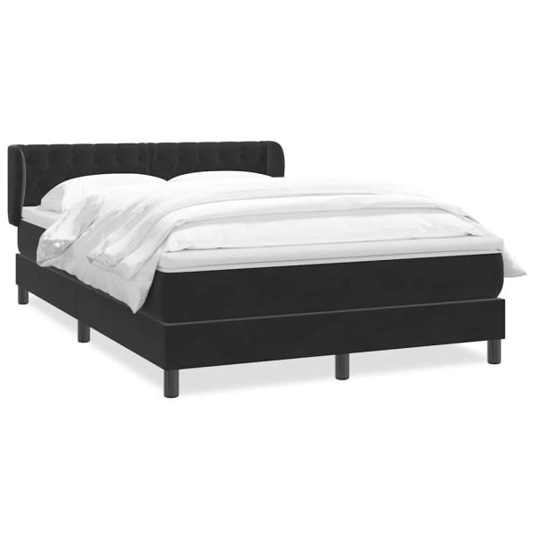 Boxspringbett mit Matratze Schwarz 140x210 cm Samt
