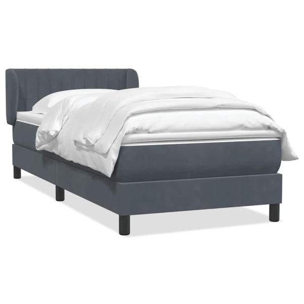 ARDEBO.de - Boxspringbett mit Matratze Dunkelgrau 80x220 cm Samt