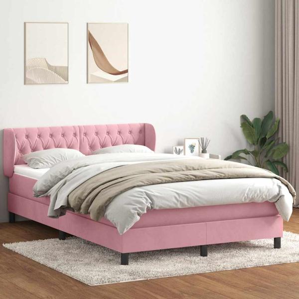 ARDEBO.de - Boxspringbett mit Matratze Rosa 140x210 cm Samt