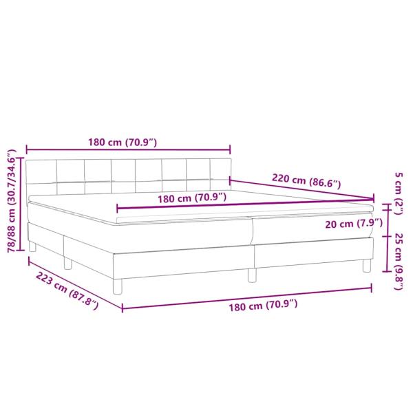 Boxspringbett mit Matratze Hellgrau 180x220 cm Samt
