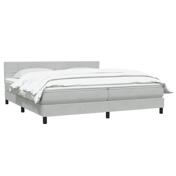 Boxspringbett mit Matratze Hellgrau 180x220 cm Samt