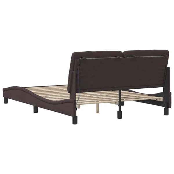 Bettgestell mit LED ohne Matratze Dunkelbraun 120x200 cm Stoff
