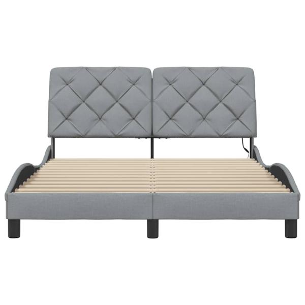 Bettgestell mit LED ohne Matratze Hellgrau 120x200 cm Stoff