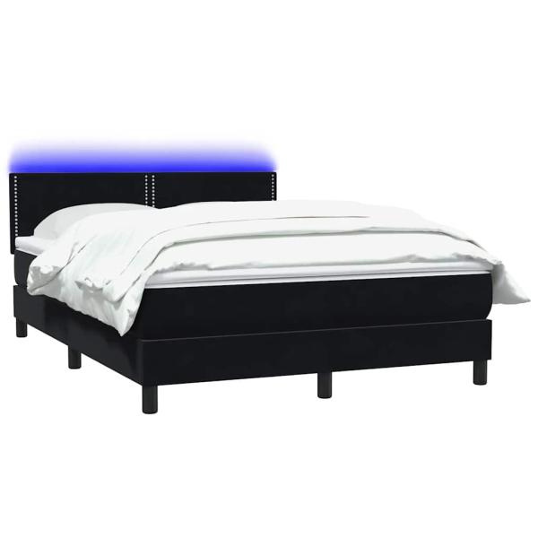 Boxspringbett mit Matratze Schwarz 140x210 cm Samt