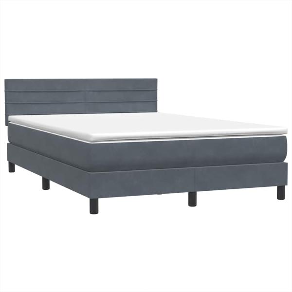 Boxspringbett mit Matratze Dunkelgrau 140x220 cm Samt
