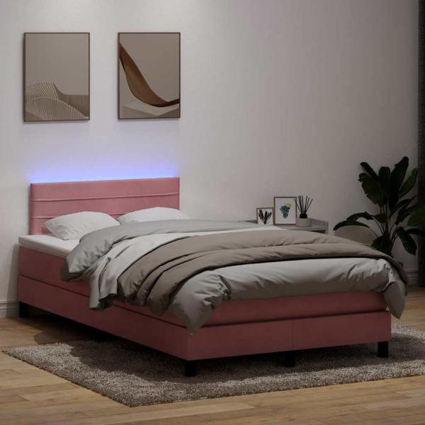 ARDEBO.de - Boxspringbett mit Matratze Rosa 120x220 cm Samt