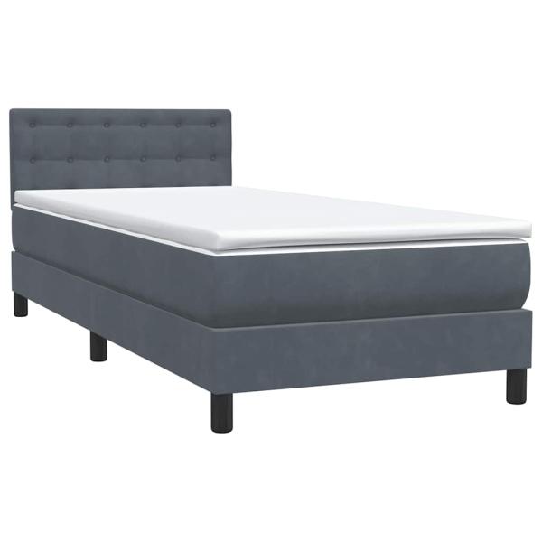 ARDEBO.de - Boxspringbett mit Matratze & LED Dunkelgrau 80x220 cm Samt