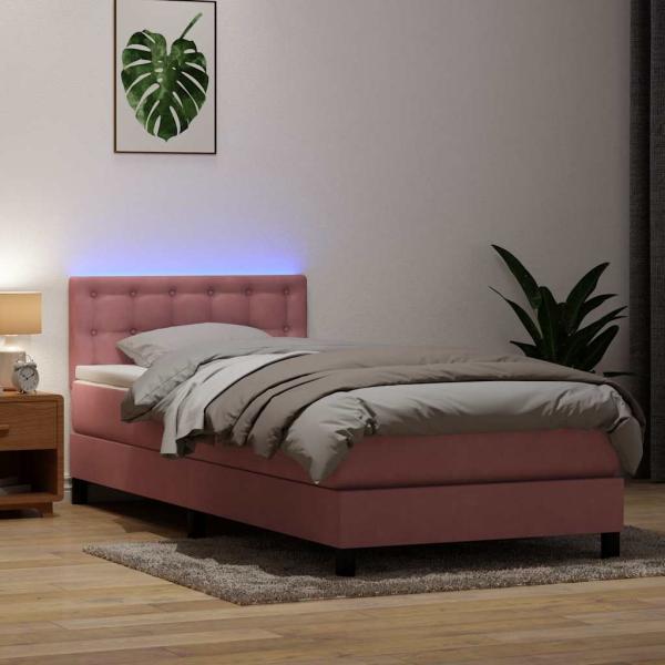 ARDEBO.de - Boxspringbett mit Matratze Rosa 90x210 cm Samt