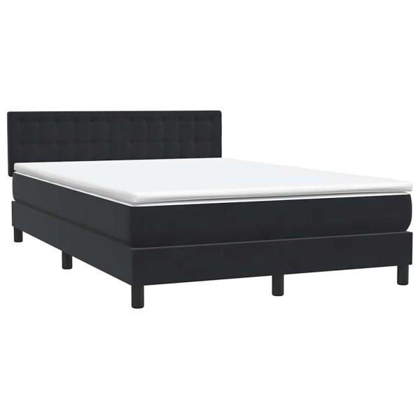 Boxspringbett mit Matratze Schwarz 140x210 cm Samt