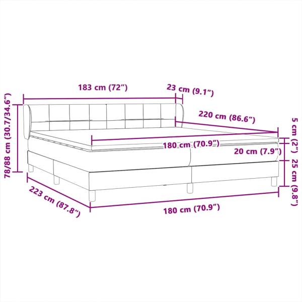 Boxspringbett mit Matratzen Hellgrau 180x220 cm Samt