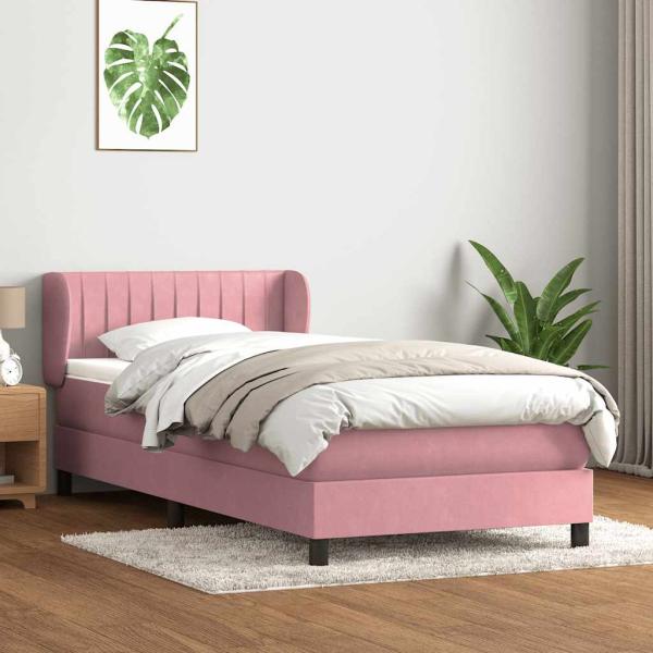 ARDEBO.de - Boxspringbett mit Matratze Rosa 80x220 cm Samt