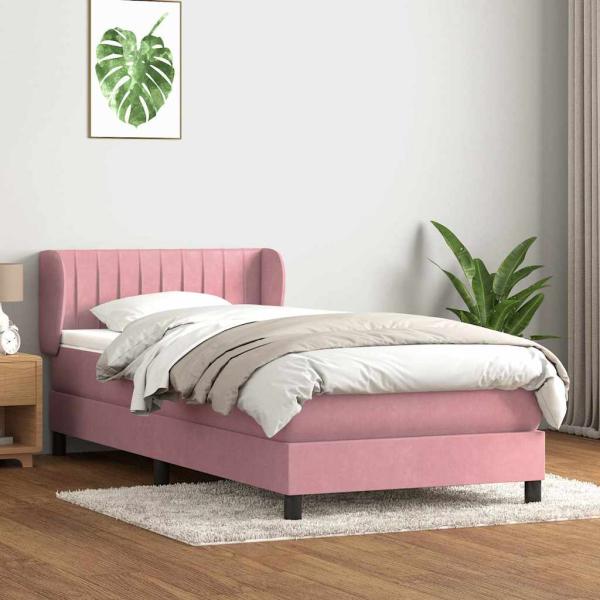 ARDEBO.de - Boxspringbett mit Matratze Rosa 90x210 cm Samt