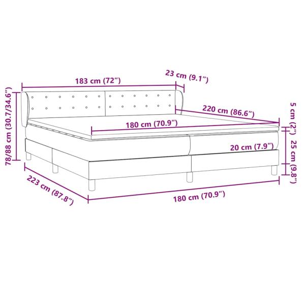 Boxspringbett mit Matratzen Dunkelgrau 180x220 cm Samt
