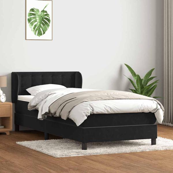 ARDEBO.de - Boxspringbett mit Matratze Schwarz 80x220 cm Samt