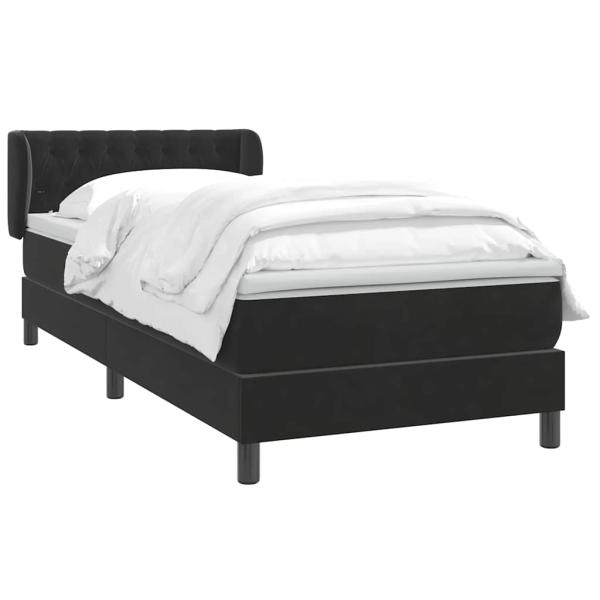 Boxspringbett mit Matratze Schwarz 90x220 cm Samt
