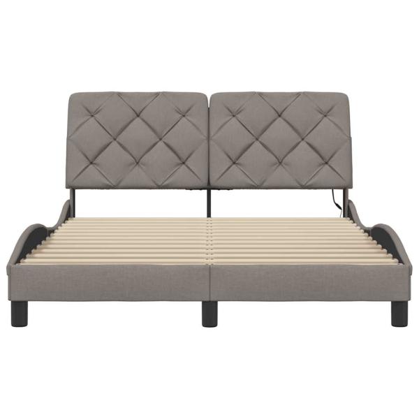 Bettgestell mit LED ohne Matratze Taupe 120x200 cm Stoff