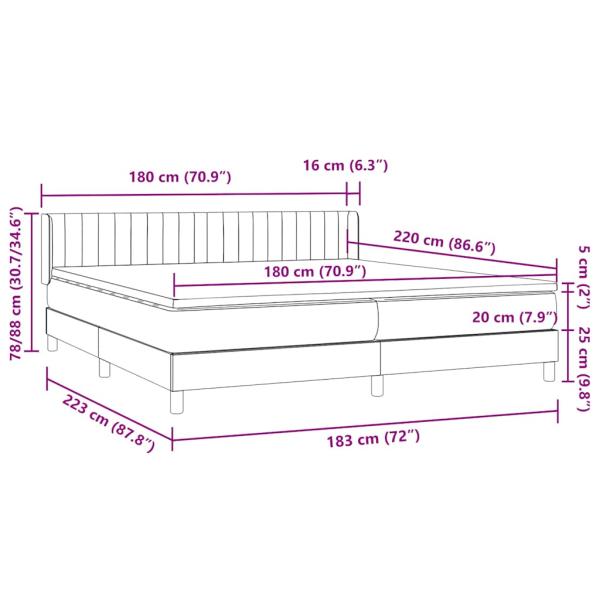 Boxspringbett mit Matratze Schwarz 180x220 cm Samt
