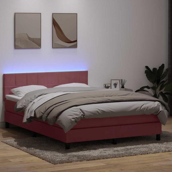 ARDEBO.de - Boxspringbett mit Matratze Rosa 140x220 cm Samt