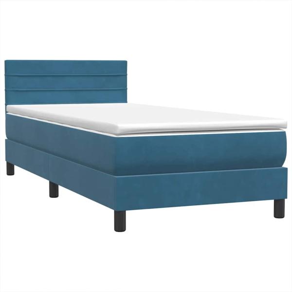 Boxspringbett mit Matratze Dunkelblau 80x210 cm Samt